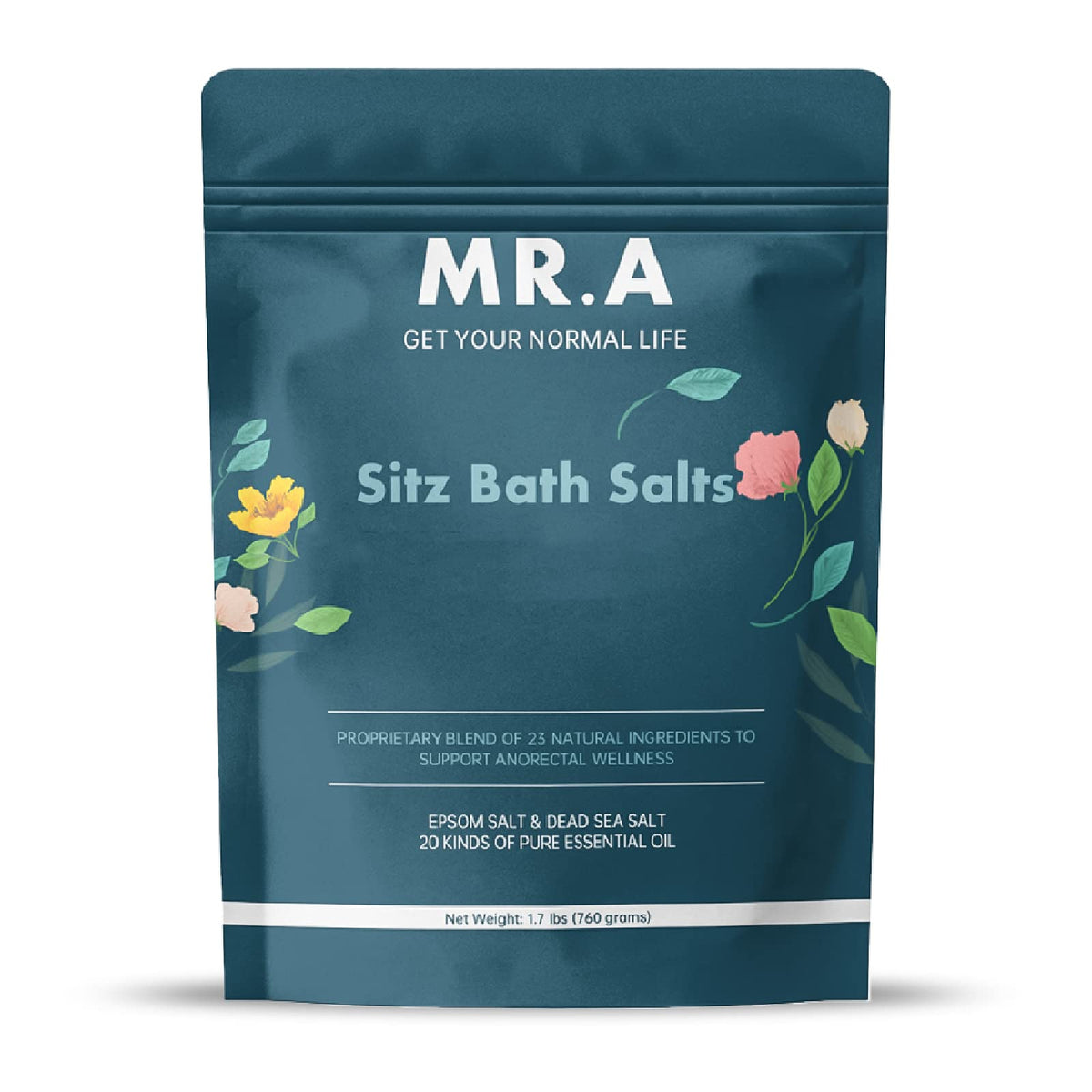 MR.A Sitz Bath Salts for hemorrhoids soak to refresh and soothe sensitive areas.