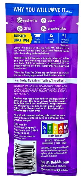 Mr. Bubble Fizzy Tub Colors are proudly made in the USA.