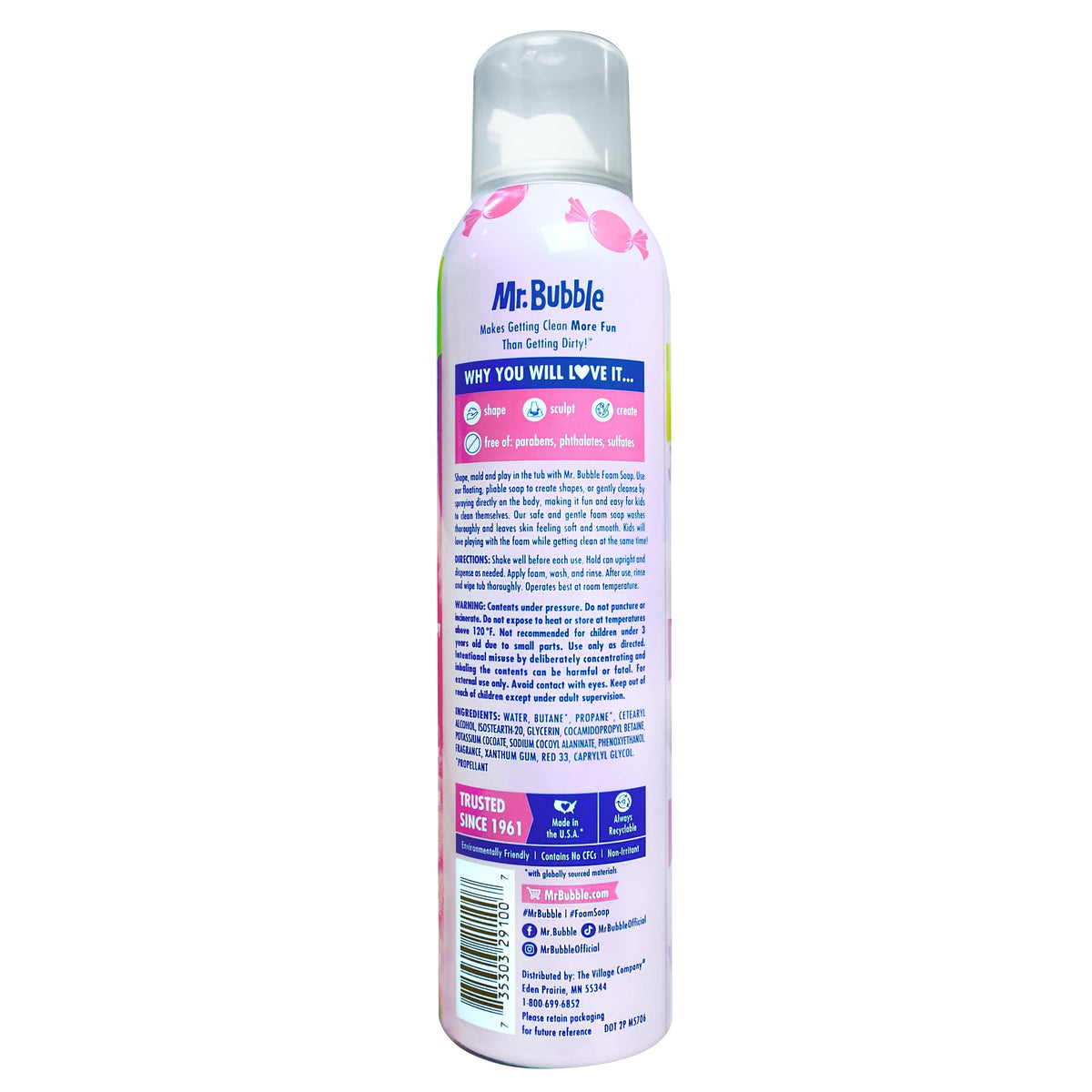Mr. Bubble Original foam soap shapes and sculpt with bubblegum scent in bath.