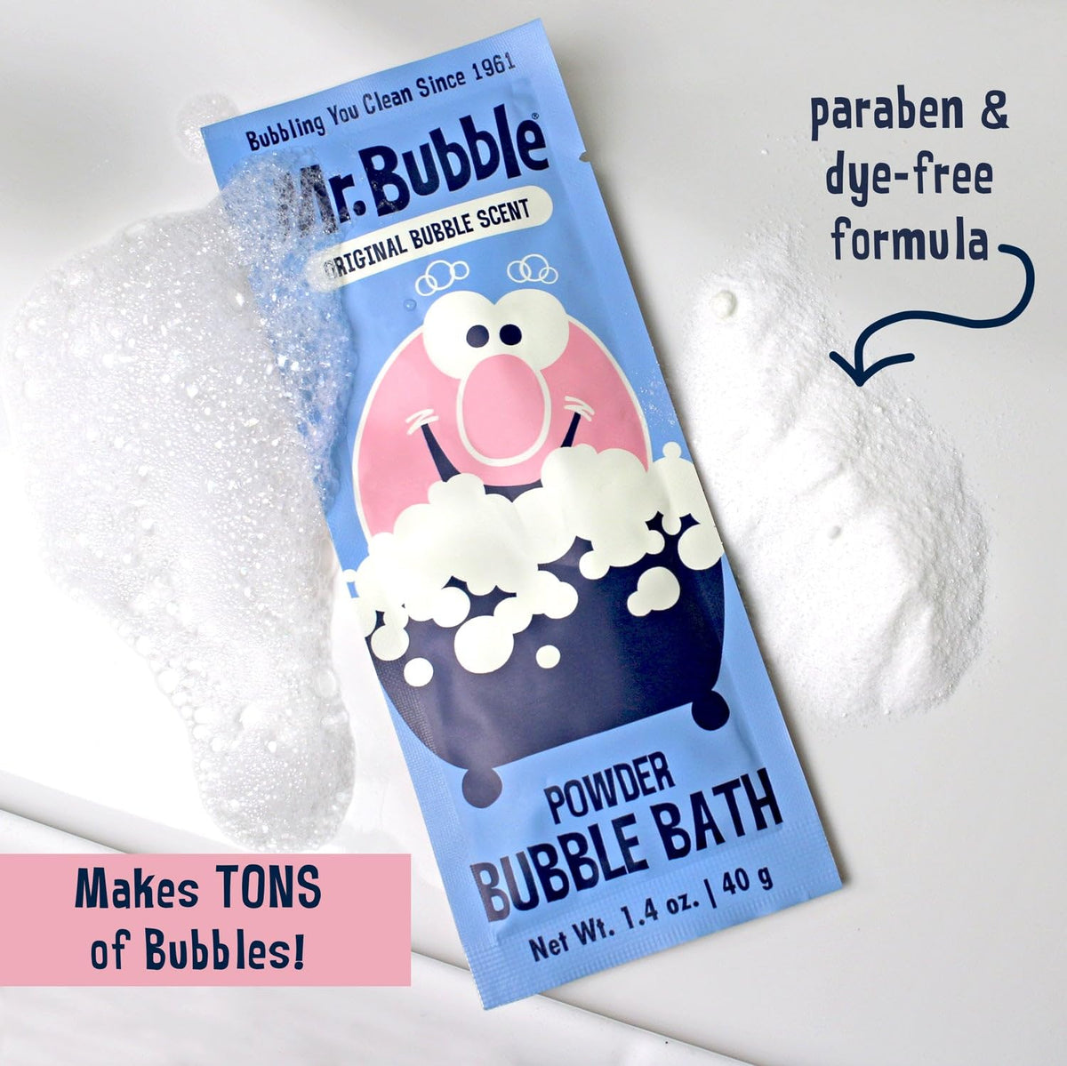 Mr. Bubble vintage design with modern formula in packaging and branding