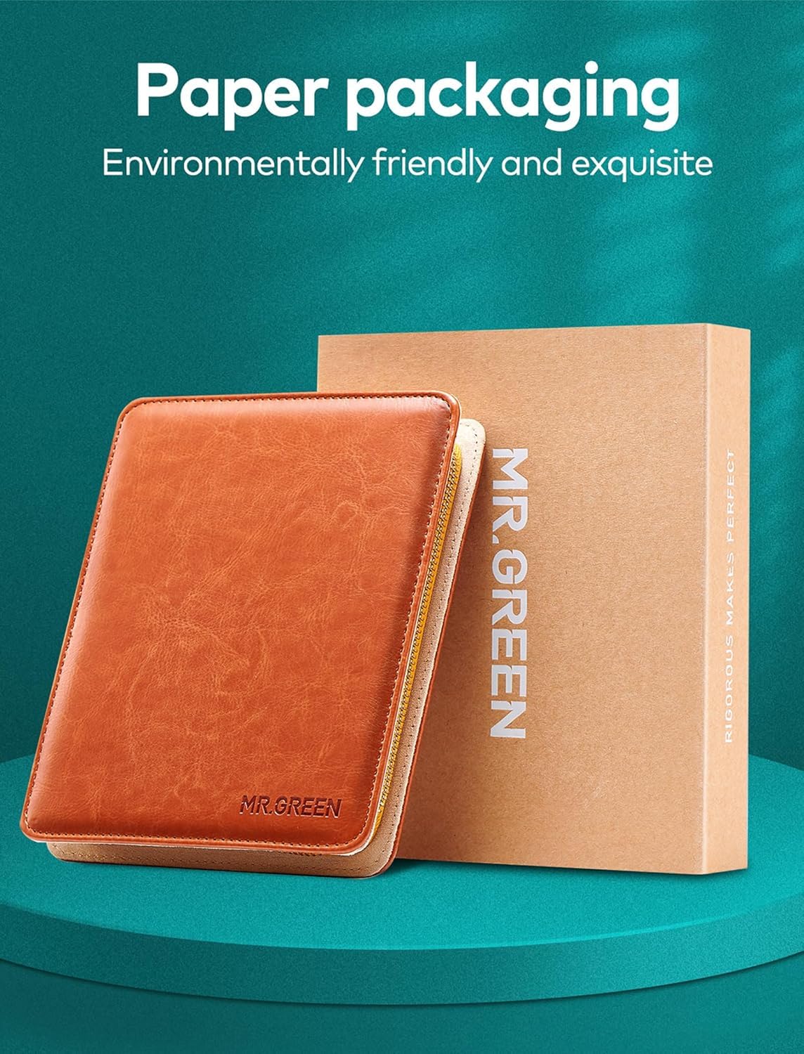 MR.GREEN leather case caramel brown keeps tools organized during travel.