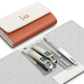 MR.GREEN Colorful manicure set in orange leather case for stylish travel grooming