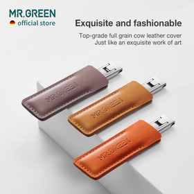 MR.GREEN gift-ready dark brown leather packaging for gifting