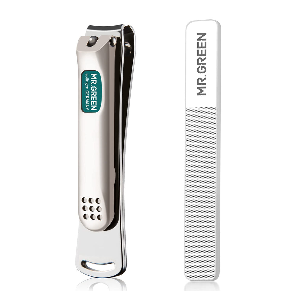 MR.GREEN nail clippers with curved blades offer precise trimming.