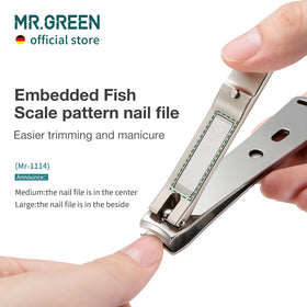 MR.GREEN nail cutter features Seiko sharpened edge technology for clean cuts.