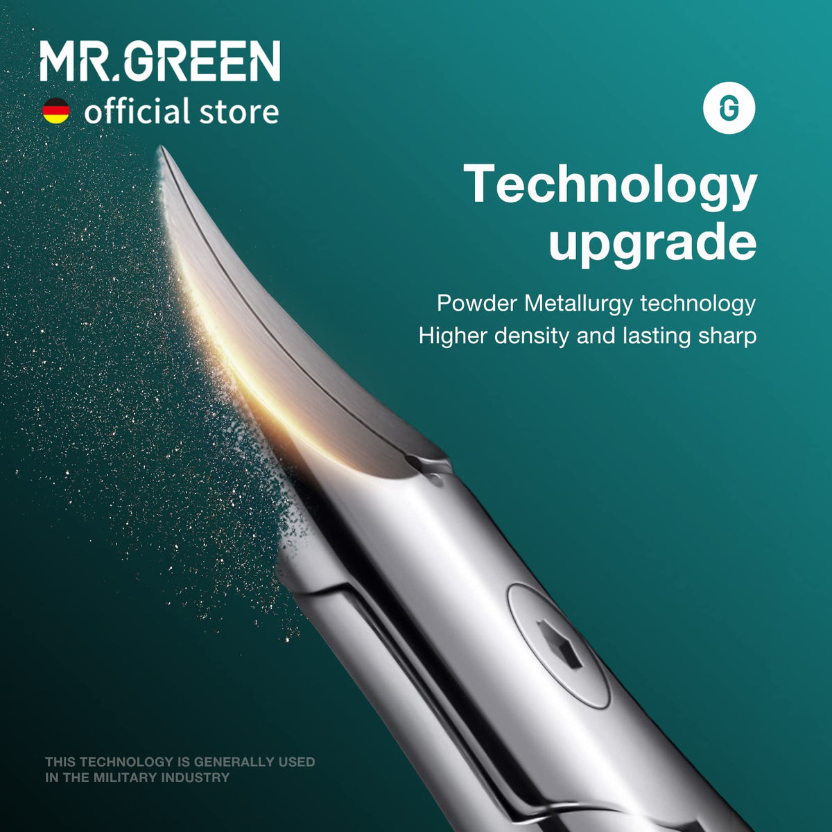 MR.GREEN 25-degree gold-angle blades reach deep into nails for smooth trims.