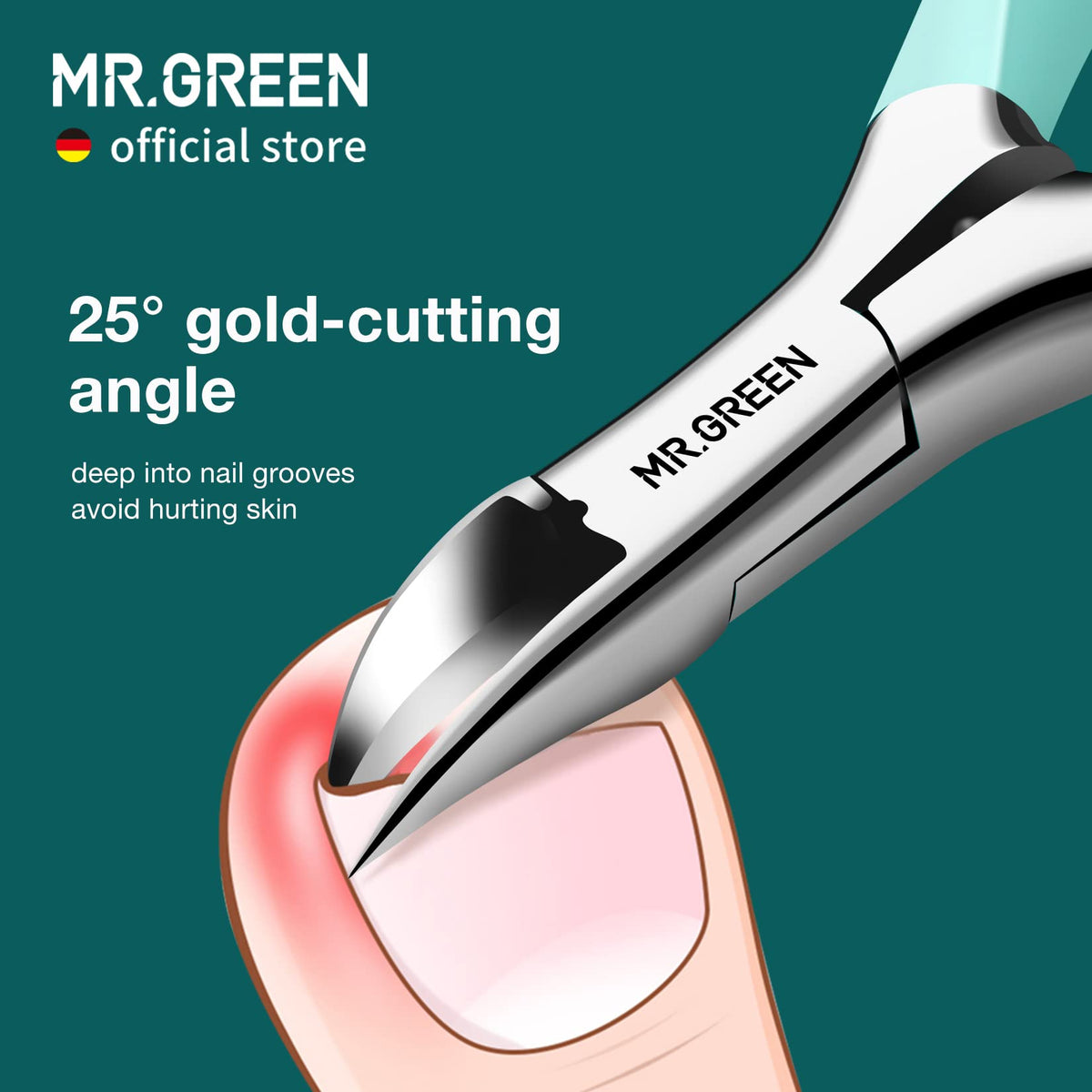 MR.GREEN ingrown nail cutter designed to ease nail grooves without snagging.