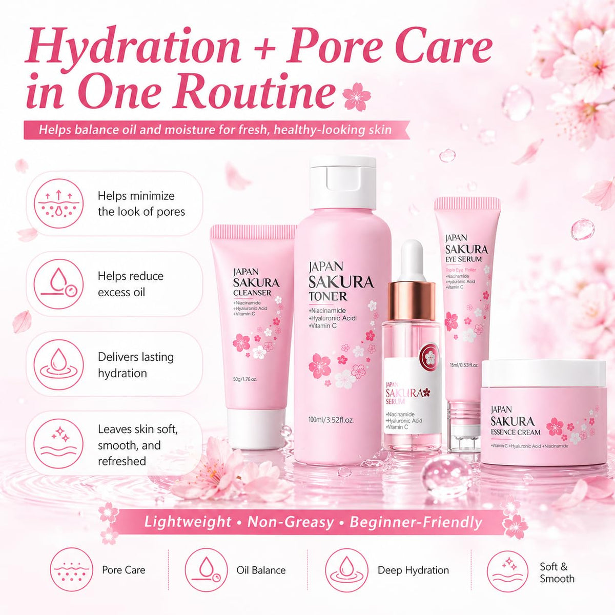 MrCuvaryas Japan Sakura Face Moisturizer seals in moisture for all-day softness.