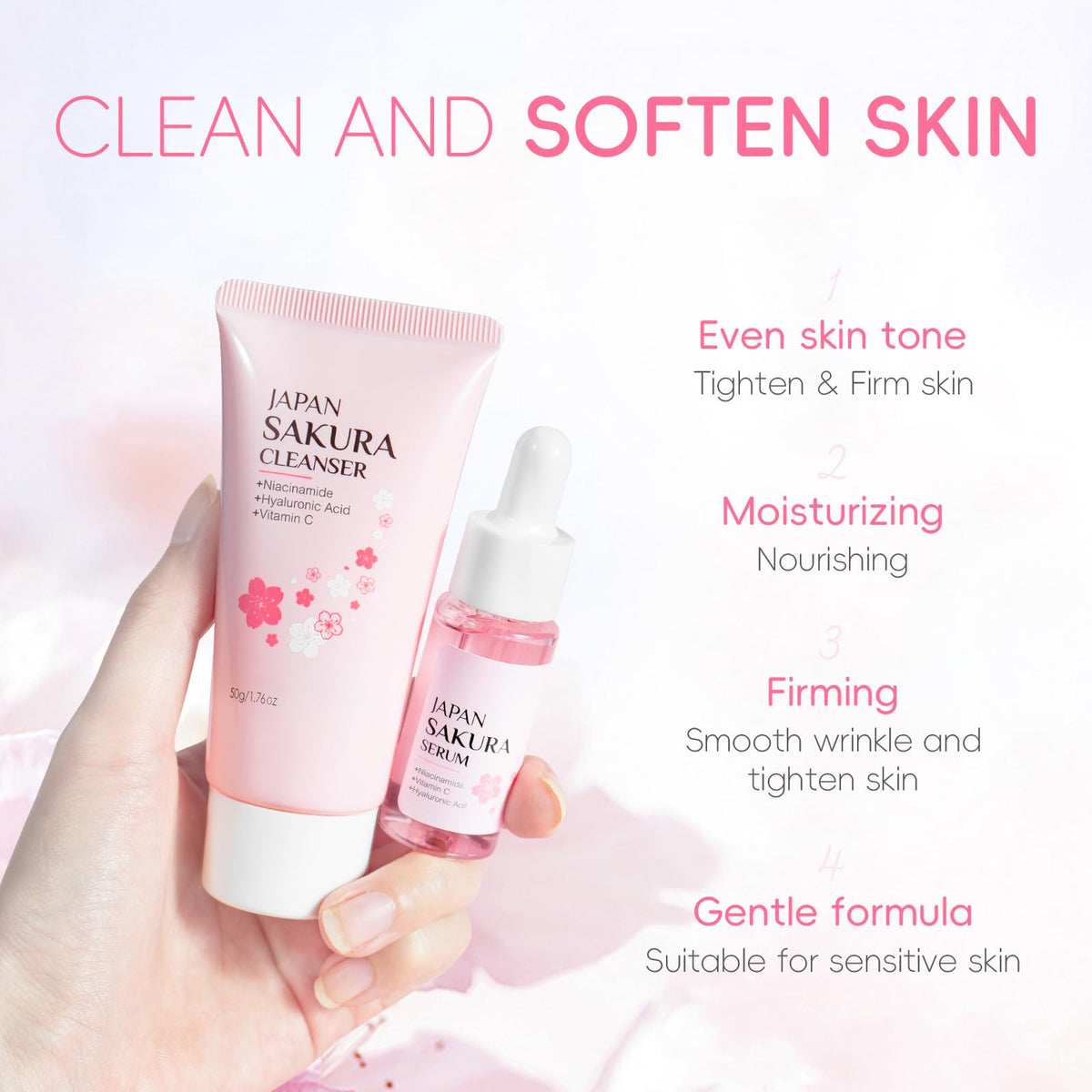 MrCuvaryas Sakura serum bottle emphasizes lightweight hydration for delicate teen skin.