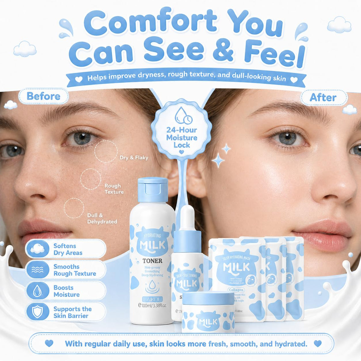MrCuvaryas milk skin set kids cleansing brush for thorough cleansing