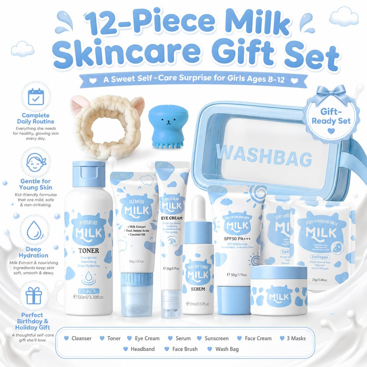 MrCuvaryas milk skin set kids eye cream gentle under‑eye hydration