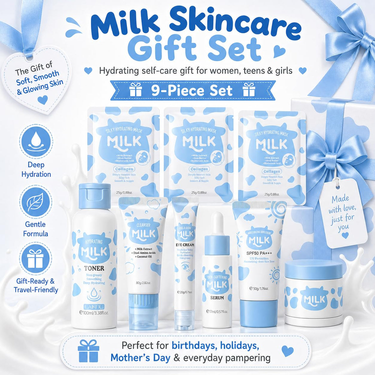 MrCuvaryas Milk Sunscreen bottle, daily protection with non-greasy feel.