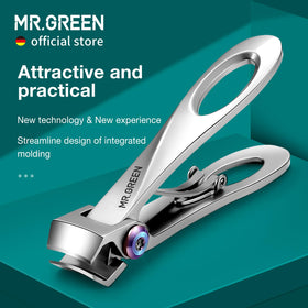 MR.GREEN nail clipper with stainless steel body for rust resistance and longevity.