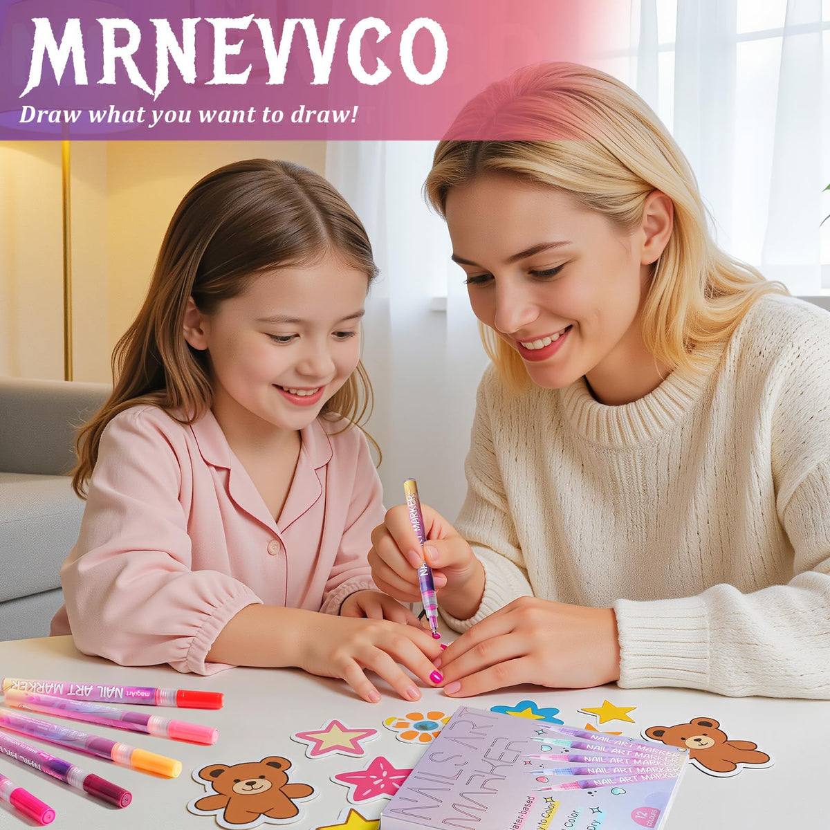 MRNEVVCO Nail Art Pens 0.5mm fine tip enables precise lines.