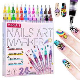 MRNEVVCO Nail Art Pens with 12 vibrant colors set for creative nail designs.
