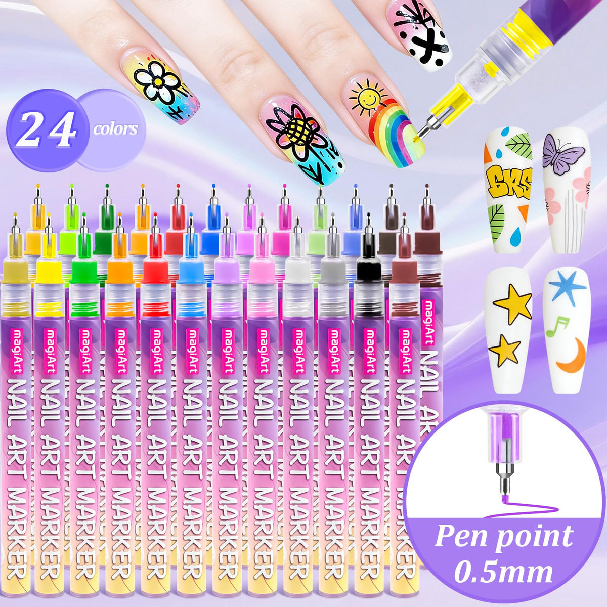 MRNEVVCO Nail Art Pens waterproof formula delivers lasting color.