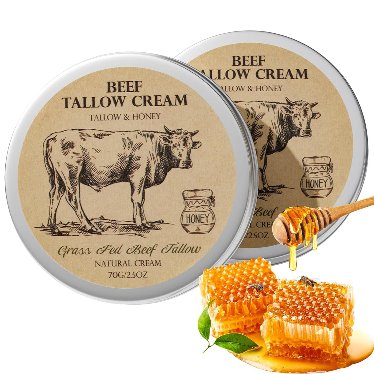 MROUVIK beef tallow face jar with honey for nourishing, gentle daily hydration.