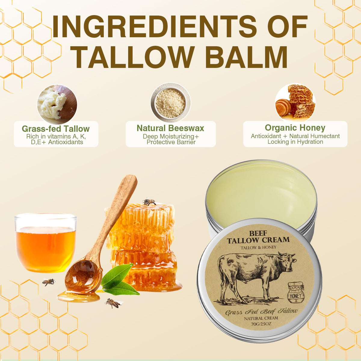 MROUVIK beef tallow ingredients highlight vitamins A, D, E, K for nourishment.