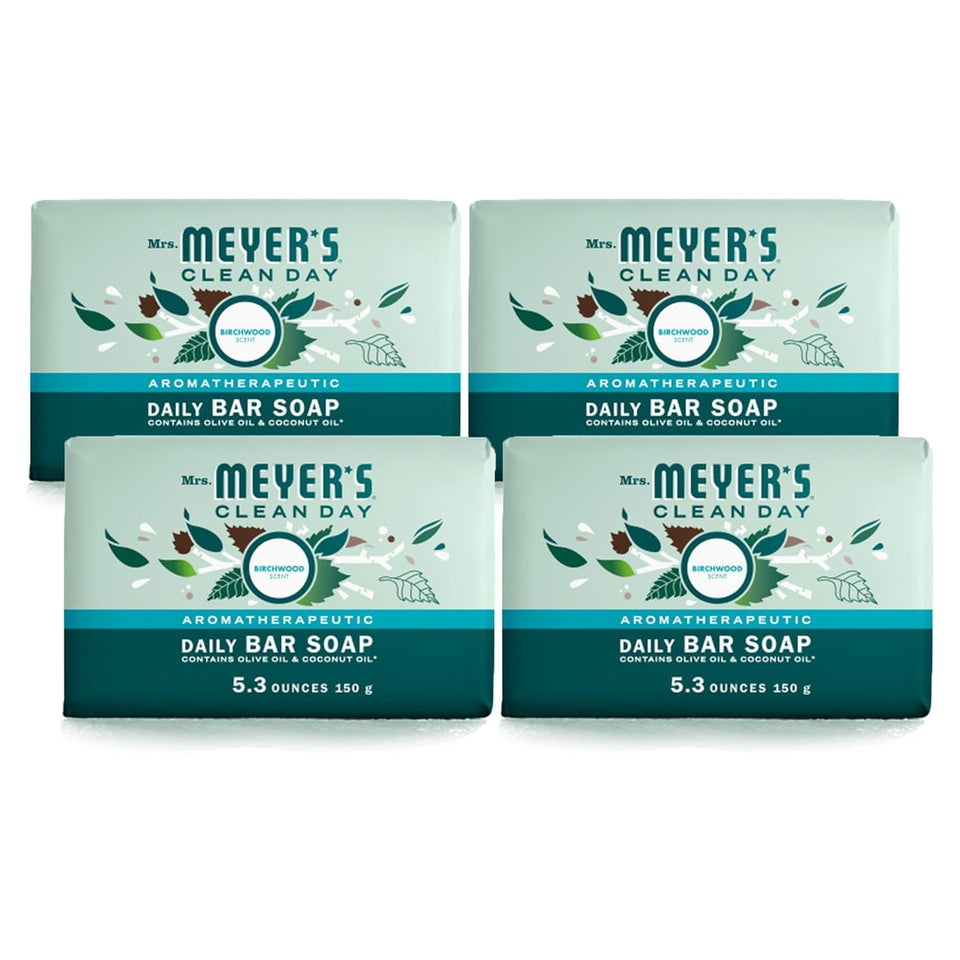 Mrs. Meyer's Clean Day Birchwood bar soap with birchwood scent for gentle cleansing.