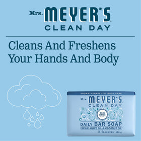 Vegetable-based formula with olive and almond oils in Mrs. Meyer's bar soap