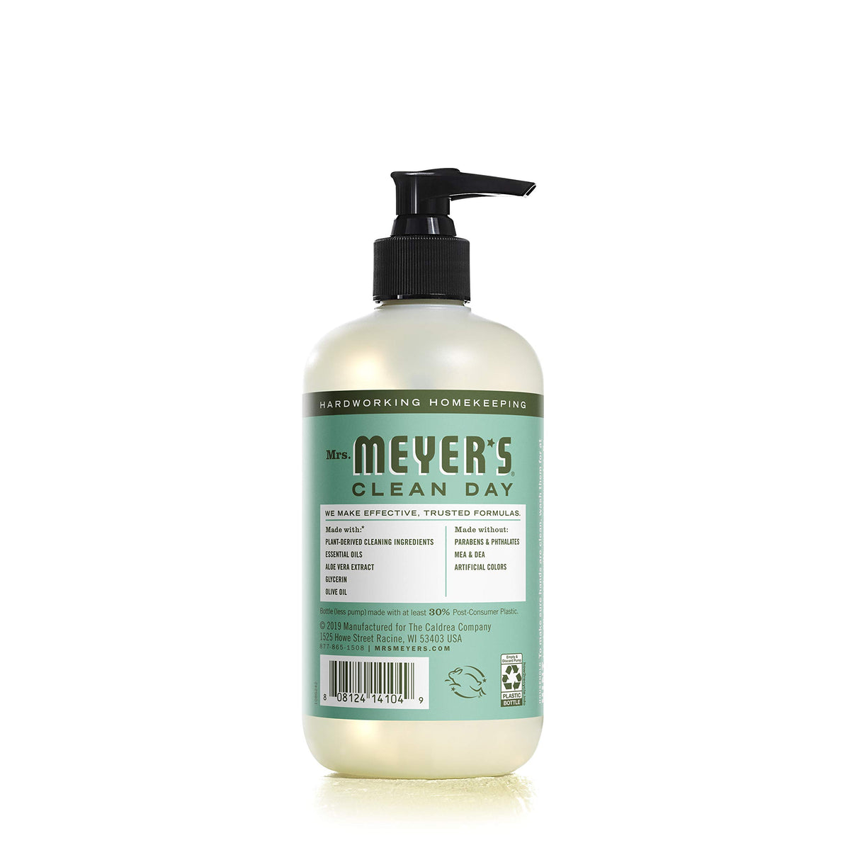 Clear glass bottle showcasing natural ingredients and garden-inspired scent.