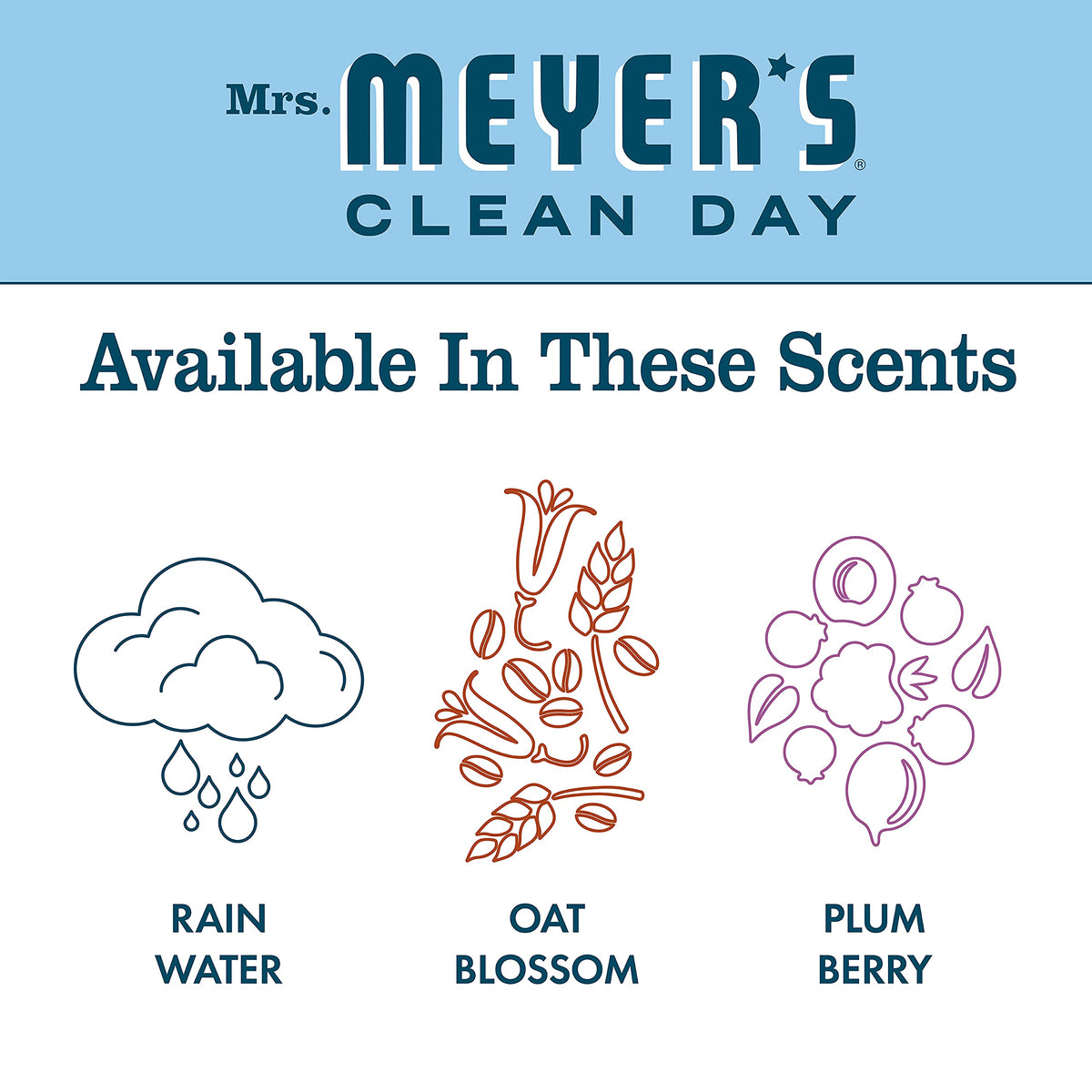 Mrs. Meyer's Clean Day plant-derived formula; gentle cleansing with essential oils