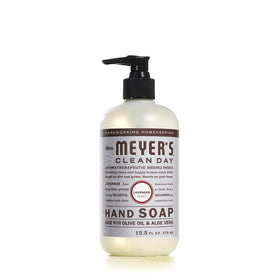 Mrs. Meyer's Clean Day Basil hand soap bottle with herbaceous, crisp scent.