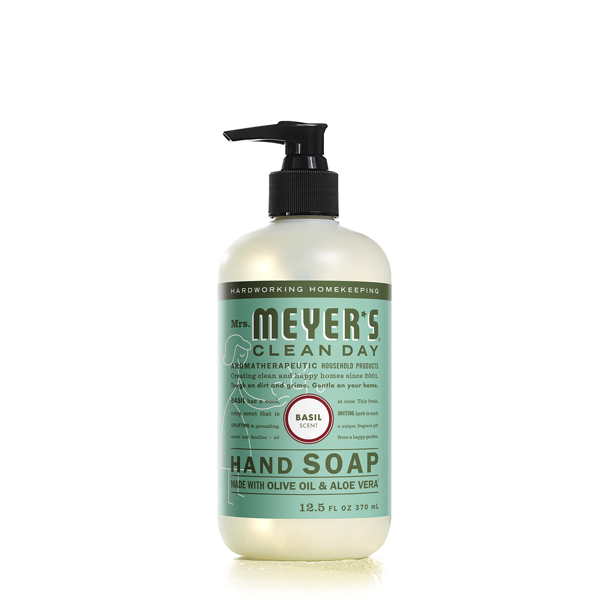 Mrs. Meyer's Clean Day Honeysuckle hand soap bottle with bright garden scent.