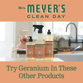 Ideal for kitchen counters, Mrs. Meyer's Geranium soap cleans and freshens at the sink.