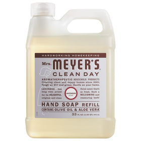 Mrs. Meyer's Clean Day Lavender bottle offers a soothing aroma during handwashing.