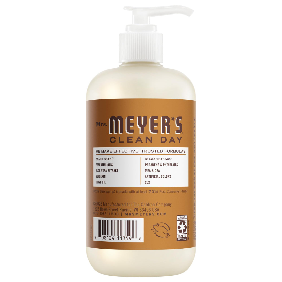 Close-up of pump top on Mrs. Meyer's hand soap for easy dispensing.