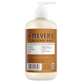 Close-up of pump top on Mrs. Meyer's hand soap for easy dispensing.