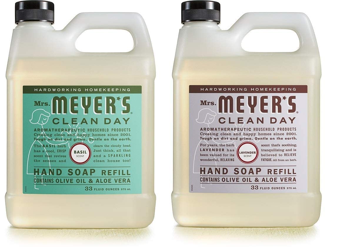 Mrs. Meyer's Clean Day lavender refill bottle ready for daily hand washing.