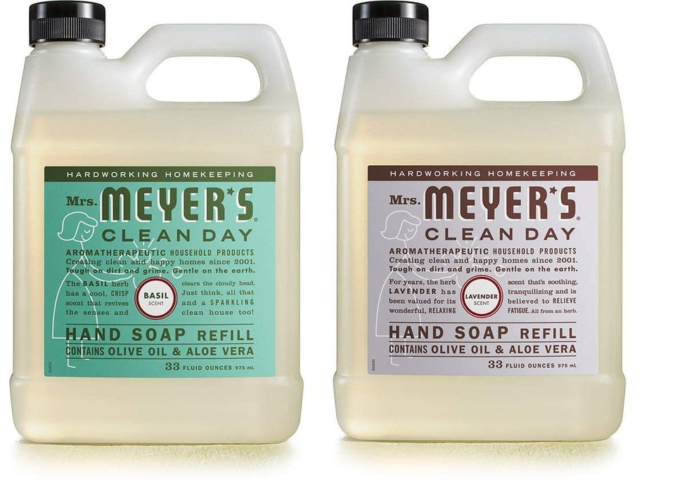 Mrs. Meyer's Clean Day lavender refill bottle ready for daily hand washing.
