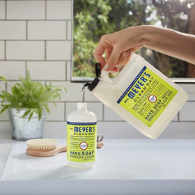 Mrs. MEYER'S Clean Day bathroom-counter-display presents fragrance-rich hand care.