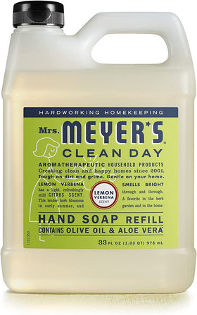 Mrs. MEYER'S Clean Day dispense-bottle shows easy, mess-free hand soap use.