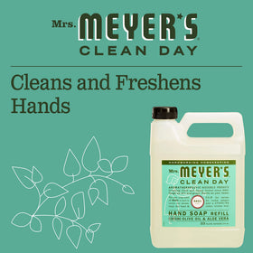 Mrs. Meyer's Clean Day logo label close-up signals trusted garden-inspired brand