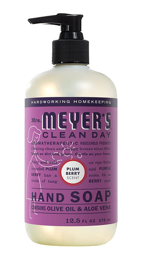 Mrs. Meyer's Clean Day Oat Blossom hand soap bottle; natural ingredients for gentle cleansing