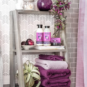 Mrs. Meyer's Plum Berry body wash ingredient spotlight with aloe vera and essential oils.
