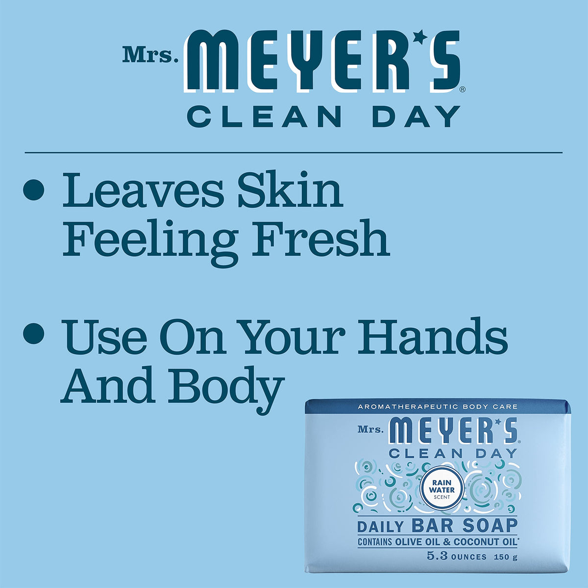 Creamy lather of Mrs. Meyer's Rain Water bar soap ideal for daily hand cleansing