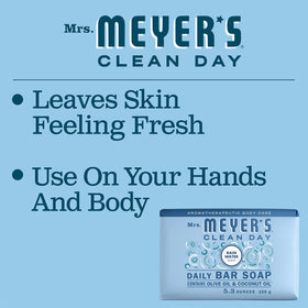 Creamy lather of Mrs. Meyer's Rain Water bar soap ideal for daily hand cleansing