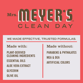 Mrs. Meyer's Clean Day Rhubarb hand soap pump closeup highlighting ease of dispensing.