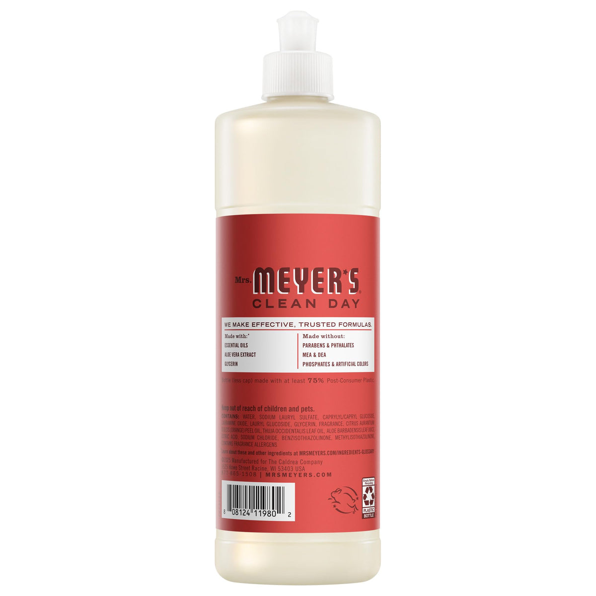 Mrs. Meyer's Tomato Vine cleaner ingredients and scent designed for gentle, effective surface cleaning
