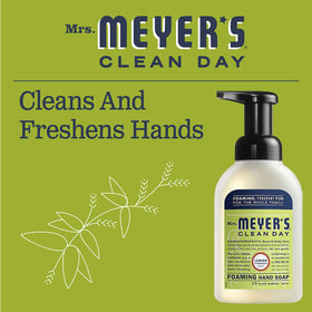 Mrs. Meyer's cruelty-free logo on bottle supports ethical cleaning.