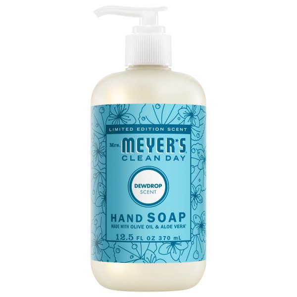 Mrs. Meyer's Dewdrop Hand Soap cleanses hands with plant-derived ingredients and gentle moisture