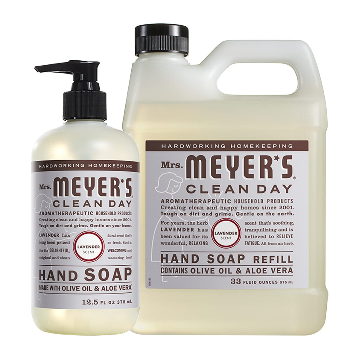 Mrs. Meyer's Lavender hand soap bottle with gentle, non-drying formula for daily cleansing.
