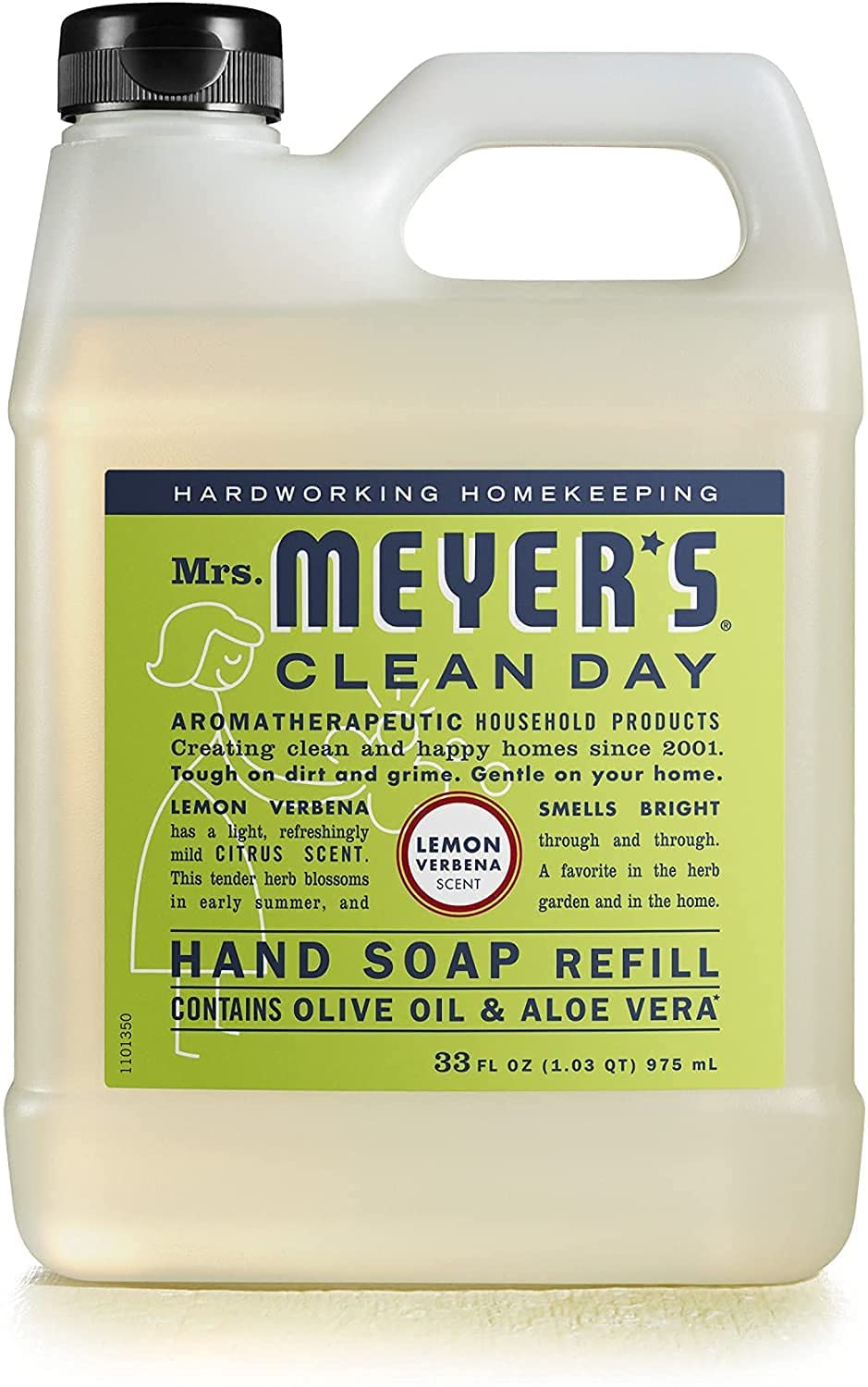 Mrs. Meyer's Lemon Verbena refill bottle front view with bright citrus aroma