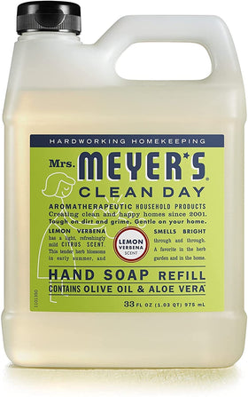 Mrs. Meyer's Lemon Verbena refill bottle front view with bright citrus aroma