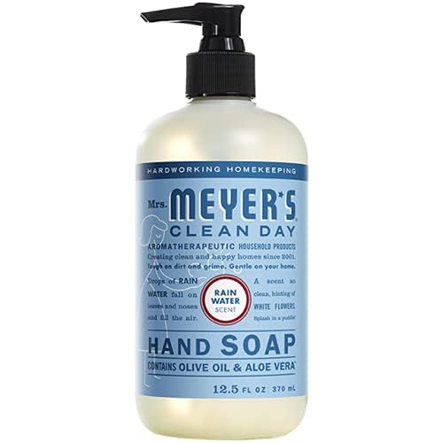 Mrs. Meyer's Rainwater soap beside sink, suggesting everyday kitchen or bathroom use.