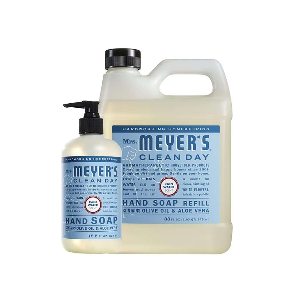 Mrs. Meyer's Rainwater refill bottle, 33 oz, ready for eco-friendly replenishment.